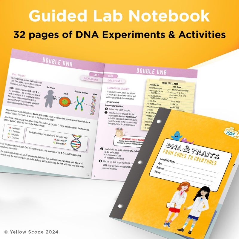 YELLOW SCOPE Genetics Science Kit - DNA & Traits Kit, Metal Lab Tools, Ages 8-12 - Hands-On STEM Science Experiment & Educational Toy - Genetics Lab Setup - Image 4